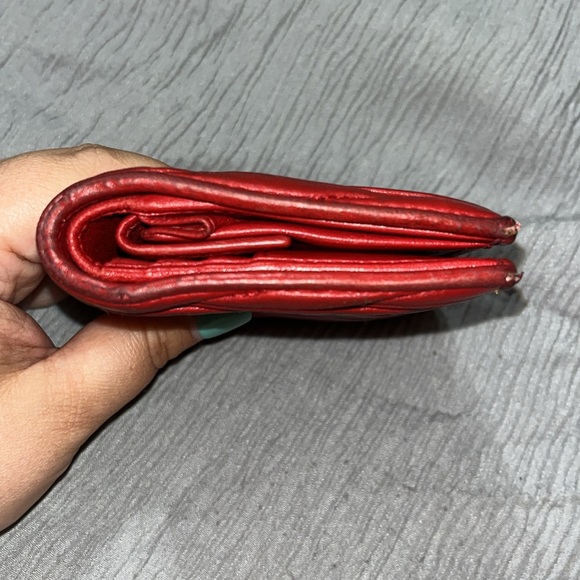 MIU MIU Short Button Bi-Fold Maltese Wallet Lambskin, Red - Picture 9 of 15